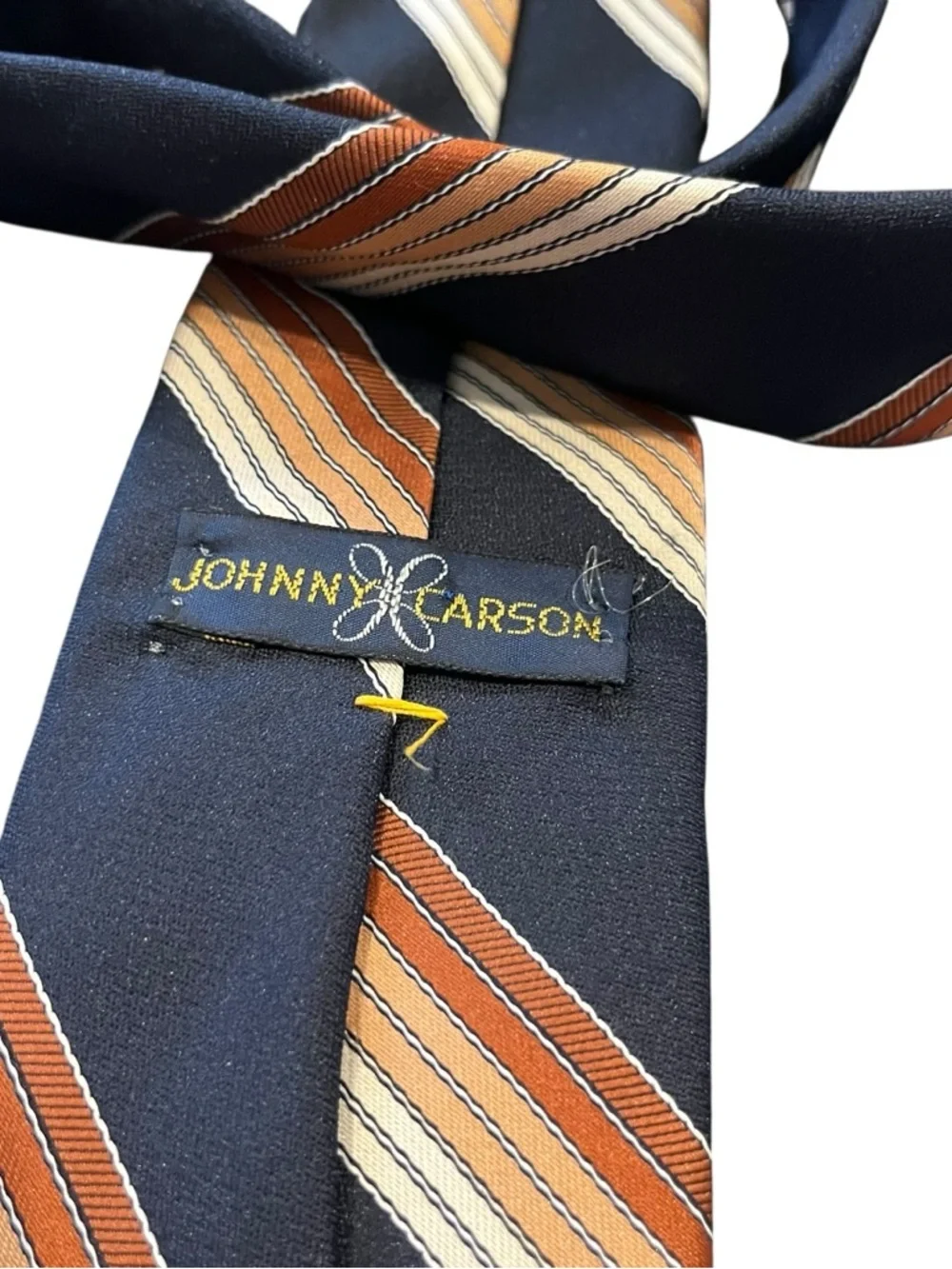 Vintage retro johnny carson tie black tan stripes